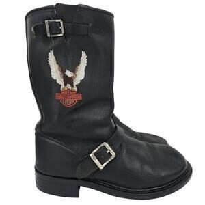 Harley-Davidson Eagles Leather Riding Boots Black 10 Wide